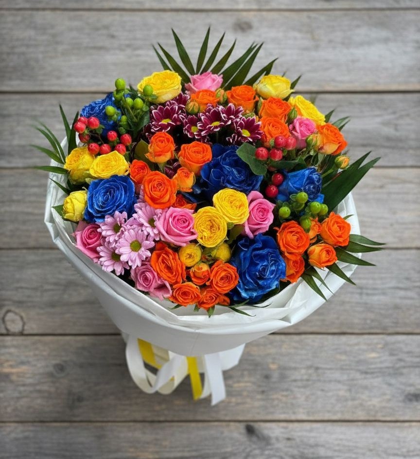 Букет цветов из: Розы и Хризантемы в Северном Оренбургской области