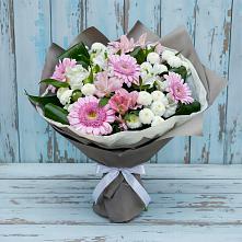 Букет цветов из:  Герберы, Альстромерии и Хризантемы в Северном Оренбургской области