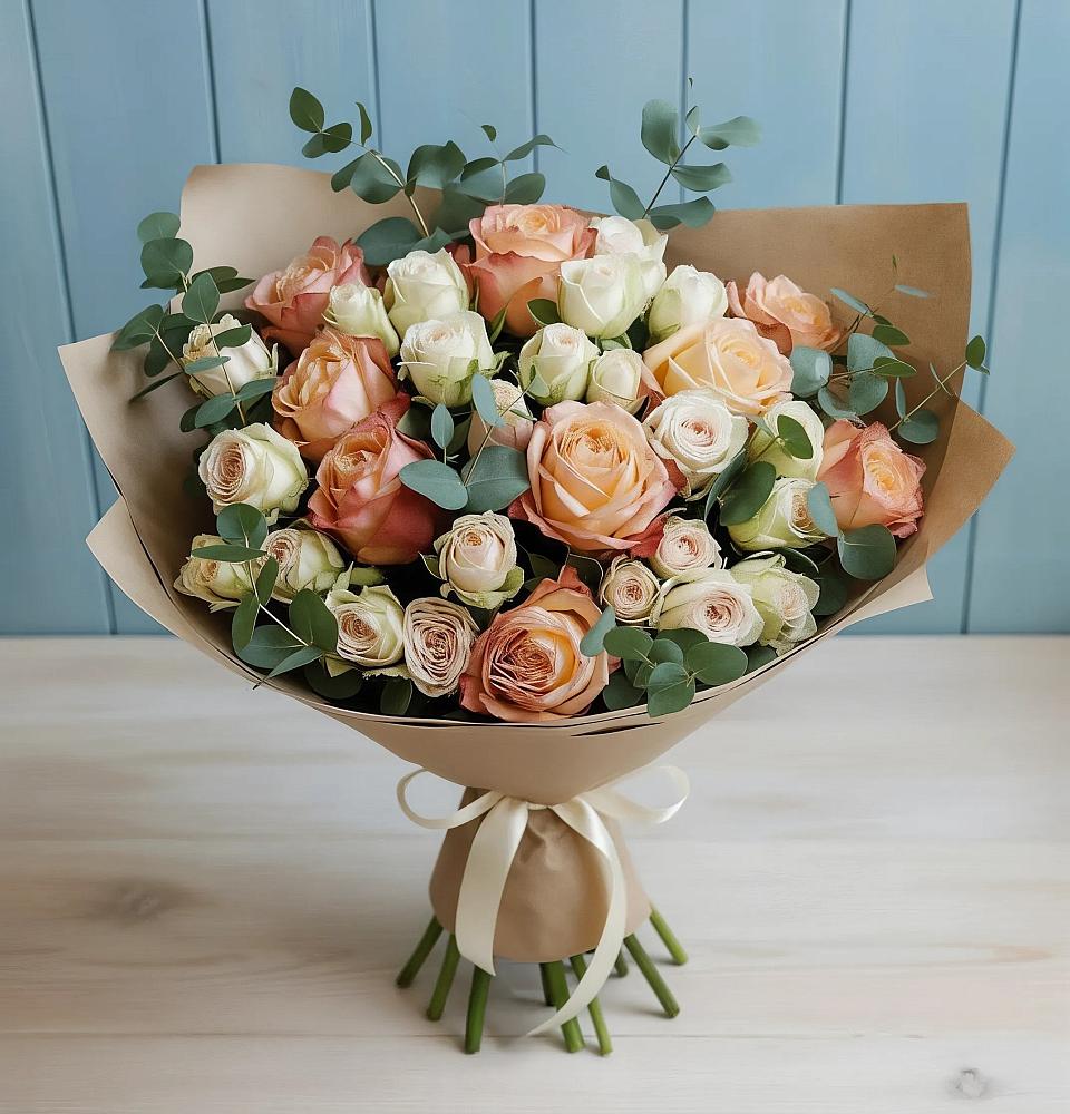 Букет цветов из: Альстромерии и Розы в Северном Оренбургской области