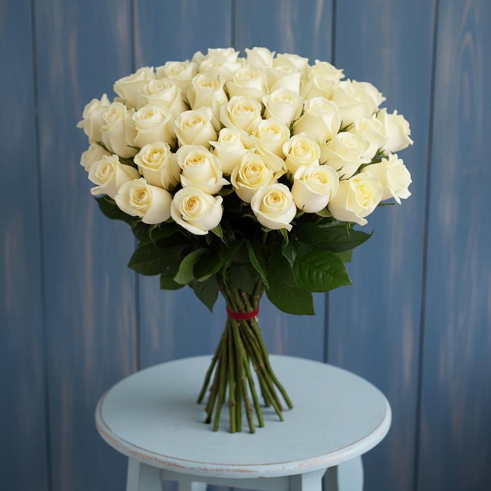 Букет 51 Белая роза Эдлесс Лав в Северном Оренбургской области