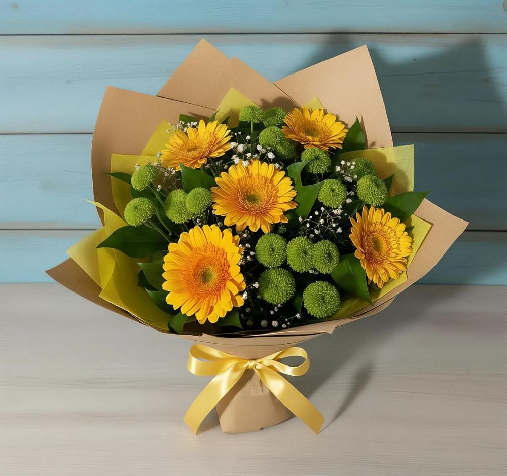 Букет цветов из: Герберы и Хризантемы в Северном Оренбургской области