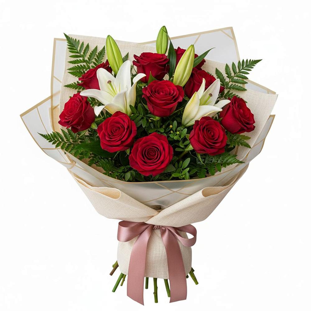 Букет цветов из: Лилии и Розы в Северном Оренбургской области