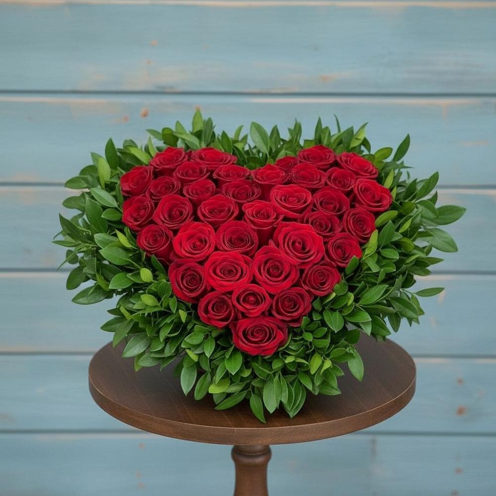 Цветочная композиция из Розы в виде сердца в Северном Оренбургской области