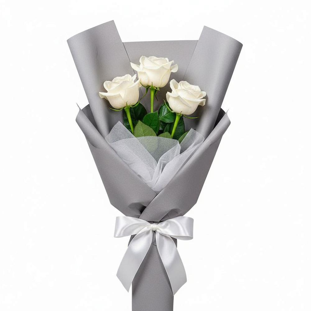Букет 3 белые розы в Северном Оренбургской области