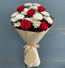 Букет цветов из:  Розы и Хризантемы в Северном Оренбургской области