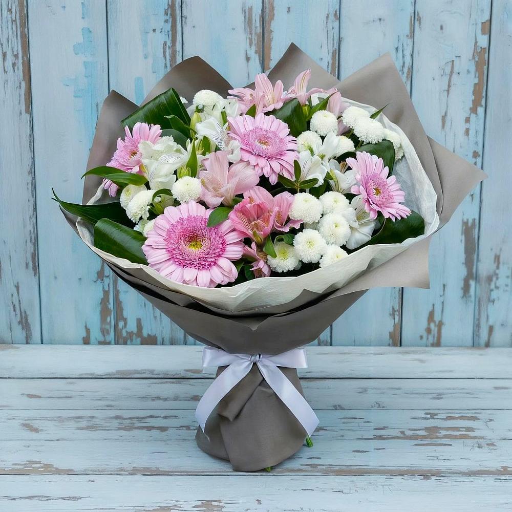 Букет цветов из: Герберы, Альстромерии и Хризантемы в Северном Оренбургской области