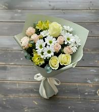 Букет цветов из:  Альстромерии, Розы и Хризантемы в Северном Оренбургской области