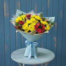 Букет цветов из:  Альстромерии и Хризантемы в Северном Оренбургской области