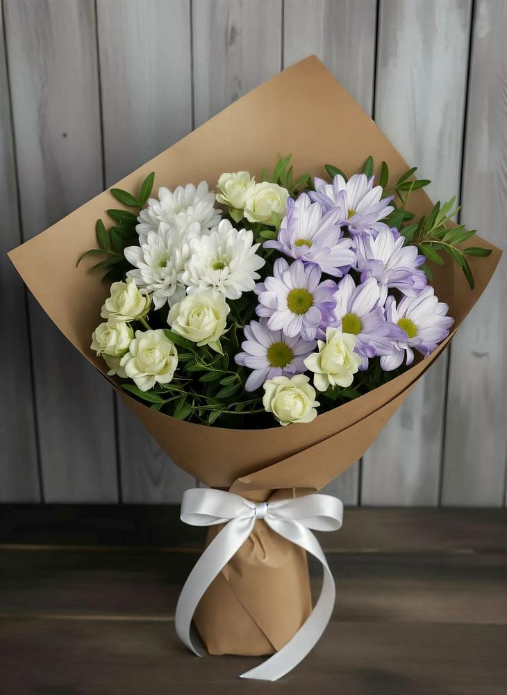 Букет цветов из: Хризантемы и Розы в Северном Оренбургской области
